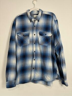 Men's Blue Plaid Casual Button-Down Shirt